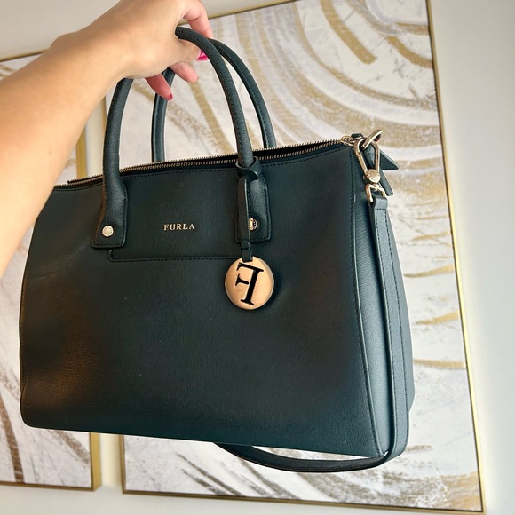 Furla Handbags - Furla Dark Green Leather Bag